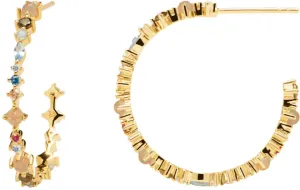 PDPAOLA Vergoldete Ohrringe aus Silber mit glitzernden Zirkonen HALO Gold AR01-221-U