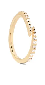 PDPAOLA Vergoldeter offener Ring mit klaren Zirkonen EMBRACE Gold AN01-805 52 mm