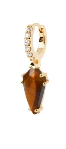PDPAOLA Vergoldeter runder Single Ohrring NAOKI TIGER EYE PG01-692-U