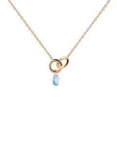 PDPAOLA Wunderschöne vergoldete Halskette Blue Lily CO01-842-U