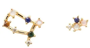 PDPAOLA Zarte vergoldete Ohrringe aus Sterlingsilber Zwillinge GEMINI AR01-406-U