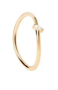 PDPAOLA Zarter vergoldeter Ring mit Zirkonen Leaf Essentials AN01-842 48 mm
