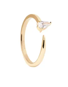 PDPAOLA Zarter vergoldeter Ring mit Zirkonen Twing Gold AN01-864 56 mm