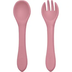 Petite&Mars Take&Match Silicone Cutlery Besteck Dusty Rose 6 m+ 2 St