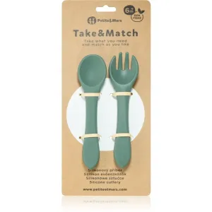 Petite&Mars Take&Match Silicone Cutlery Besteck Misty Green 6 m+ 2 St