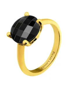 Pierre Lannier Vergoldeter Ring mit schwarzem Achat Multiples BJ06A323 52 mm