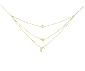 Preciosa Dreifach vergoldete Halskette mit kubischem Zirkonia Moon Star 5362Y00