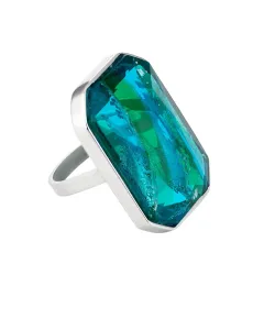 Preciosa Ein luxuriöser Stahlfinger mit einem handgepressten tschechischen Preciosa-Kristallstein Ocean Emerald 7446 66 53 mm