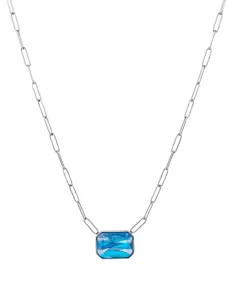 Preciosa Halskette aus Stahl mit einem handgepressten tschechischen Kristallstein Preciosa Ocean Aqua 7444 67