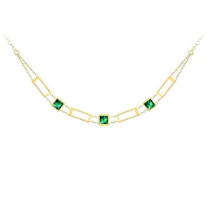 Preciosa Luxuriöse vergoldete Halskette Straight mit grünem Kristall Preciosa 7390Y66