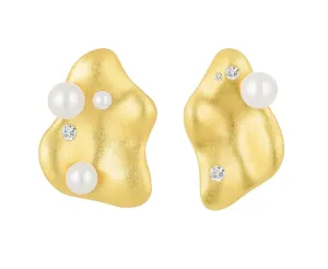 Preciosa Vergoldete asymmetrische Ohrringe Smooth mit Perlen und Zirkonen Preciosa 5395Y01