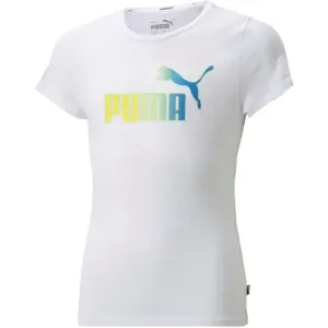 Puma ESS+BLEACH LOGO TEE Damenshirt, weiß, größe 140