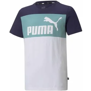 Puma ESS+COLORBLOCK TEE Jungenshirt, weiß, größe 140