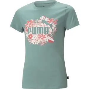 Puma ESS+ FLOWER POWER TEE G ADRIATIC Mädchen Shirt, grün, größe 128