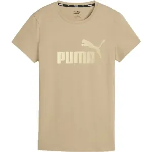 Puma ESS+ METALLIC LOGO TEE Damenshirt, beige, größe XS