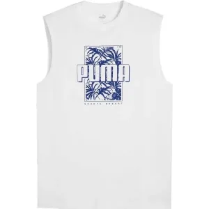 Puma ESSENTIALS + PALMS RESORT SLEEVESS TEE Herrenshirt ärmellos, weiß, größe XL
