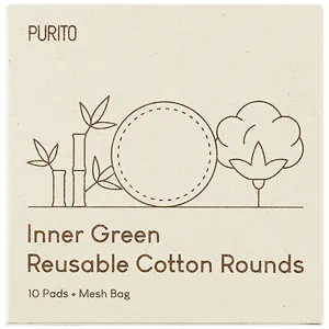 Purito Inner Green Reusable Cotton Rounds Baumwollpads zur Foundation-Entfernung und Reinigung 10 St