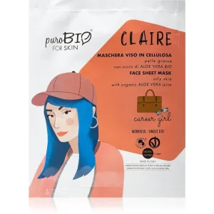 puroBIO Cosmetics Claire Career Girl Zellschichtmaske mit besonders feuchtigkeitsspendender und nährender Wirkung mit Aloe Vera 15 ml
