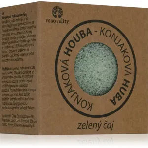 Renovality Konjac mushroom green tea Reinigungsschwamm für normale Haut und Mischhaut 7x4 cm