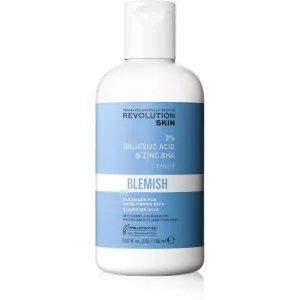 Revolution Skincare Blemish 2% Salicylic Acid & Zinc BHA Peeling-Reinigungsemulsion für problematische Haut, Akne 150 ml