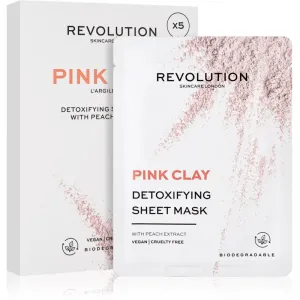 Revolution Skincare Pink Clay Tuchmasken-Set mit entschlackendem Effekt 5 St