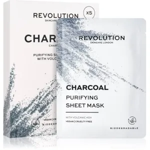 Revolution Skincare Purifying Charcoal Tuchmasken-Set für fettige und problematische Haut 5 St