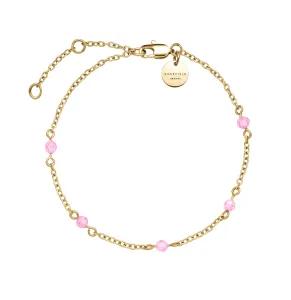 Rosefield Bezauberndes vergoldetes Armband mit rosa Perlen Essentials JBPSG-J813