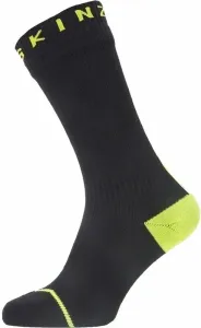 Sealskinz Waterproof All Weather Mid Length Sock With Hydrostop Black/Neon Yellow L Fahrradsocken