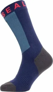 Sealskinz Waterproof Warm Weather Mid Length Sock With Hydrostop Navy Blue/Grey/Red M Fahrradsocken