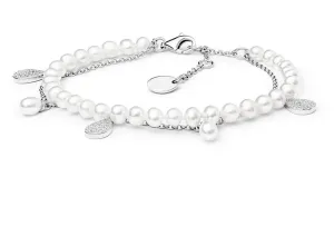 Silvego Elegantes Silberarmband mit Perlen und Zirkonen GRP20213BW16
