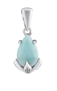 Silvego Silber anhänger Clarissa mit echtem Larimar und Brilliance Zirkonia JJJ1267PLR