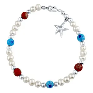 Silvego Silberarmband Triton mit echten Perlen, Stern und farbigen Perlen PRM20261BPW