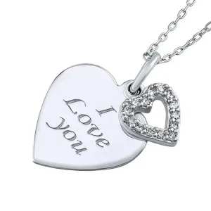 Silvego Silberne Halskette mit Herzanhänger „I love you“ ZT131008NW