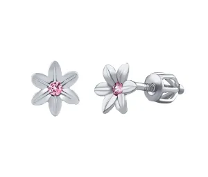 Silvego Silberne Ohrringe mit Blumen Beauty mit rosa Brilliance Zirconia SILVEGOB70449BDSP