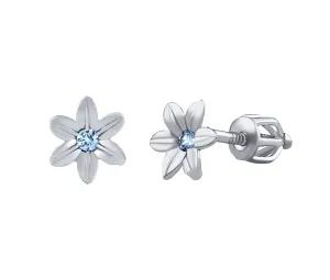 Silvego Silberne Ohrringe mit Blumen Beautymit blauen Brilliance Zirconia SILVEGOB70449BDSLB
