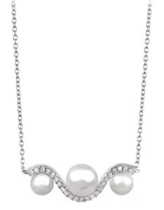 Silver Cat Elegante Silberkette mit Zirkonen und Perle SC340-30