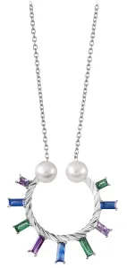 Silver Cat Damen Halskette mit Zirkonen und Perlen SC349