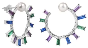 Silver Cat Damen Ohrringe mit Zirkonen und Perlen SC350