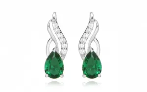 Silver Cat Modische Ohrringe mit Zirkonen und Smaragdglas SC396