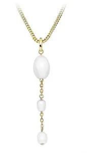 Silver Cat Zarte vergoldete Halskette mit echten Perlen SC513 (Halskette, Anhänger)