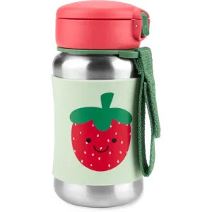 Skip Hop Spark Style Straw Bottle Wasserflasche aus rostfreiem Stahl mit Strohhalm Strawberry 12 m+ 350 ml
