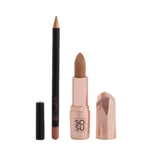 SOSU Cosmetics Lippenset mit Lippenstift und Konturstift Let Them Talk Nudist (Lip Kit)
