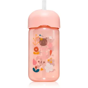 Suavinex Forest Straw Trainer Cup Kinderflasche mit Strohhalm 18 m+ Pink 340 ml