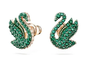 Swarovski Luxuriöse Ohrringe mit grünen Kristallen Iconic Swan 5650063