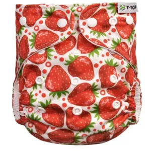 T-TOMI Pant Diaper AIO Changing Set Snaps waschbare Windelhose mit Einlagewindel mit Druckknöpfen Strawberries 4 -15 kg 3 St