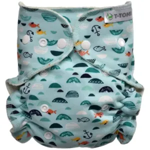T-TOMI Pant Diaper Changing Set Snaps waschbare Windelhose mit Einlagewindel Green Sea 3 - 15 kg 1 St