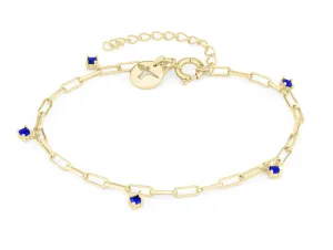 Tamaris Stilvolles vergoldetes Armband mit blauen Zirkonen TJ-0541-B-21