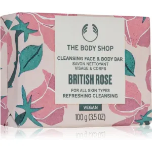 The Body Shop Feste Seife für Gesicht und Körper British Rose (Cleansing Face & Body Bar) 100 g