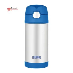 Thermos FUNtainer Baby Thermosflasche mit Riemen - silber / blau 355 ml