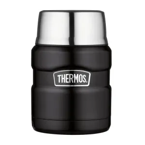 Thermos Style Food Thermoskanne mit Klapplöffel und Tasse - mattschwarz 470 ml